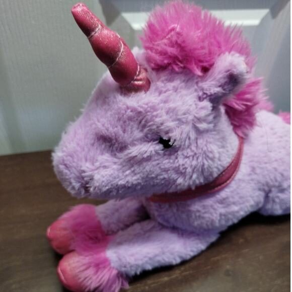 Hug Fun Unicorn Purple Pink Fuzzy Mane Tail Glitter Horn Hooves Plush Stuffed - Picture 3 of 9
